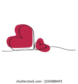 continuous one line drawing two hearts. trendy minimalistic illustration
