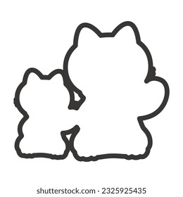 Continuous one line drawing two happy cats silhouettes  Simple ink drawing sitting cats cute vector illustration  Doodle animals icons minimalistic line art 