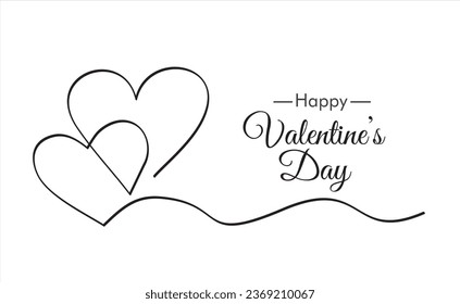 Continuous one line drawing of Two hearts. Concept of valentine's day. 