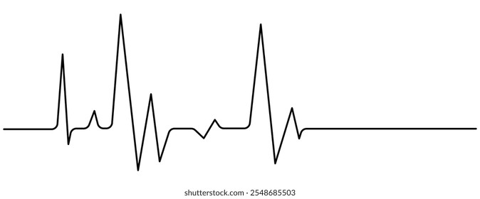 Dibujo continuo de una línea. Dos oídos con latidos del corazón. Ilustración del minimalismo del Vector, sola mano dibujada. Línea de latidos. Icono de línea de latidos en el fondo blanco. Monitor de frecuencia de pulso. Vector Pro