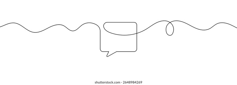 Desenho contínuo de uma linha de duas bolhas de fala com estilo minimalista moderno em fundo branco em tinta preta . EPS 10