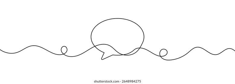 Desenho contínuo de uma linha de duas bolhas de fala com estilo minimalista moderno em fundo branco em tinta preta . EPS 10