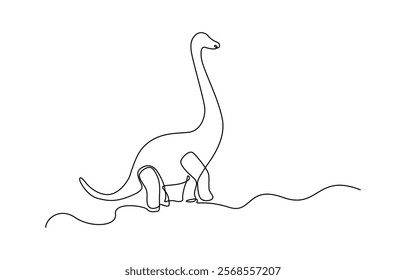 Continuous one line drawing tyrannosaur. Dinosaur t-rex vector, One continuous line drawing of tough triceratops for logo identity. Ornithischian dinosaurs prehistoric animal museum icon.