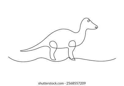 Continuous one line drawing tyrannosaur. Dinosaur t-rex vector, One continuous line drawing of tough triceratops for logo identity. Ornithischian dinosaurs prehistoric animal museum icon.