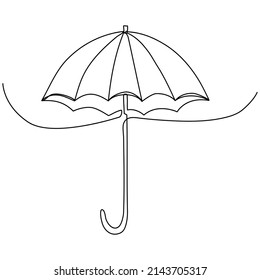 Continuous one line drawing of umbrella. Vector illustration
