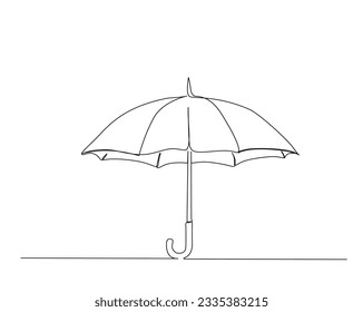 Continuous one line drawing of umbrella. opened umbrella line art vector illustration. Editable stroke.	