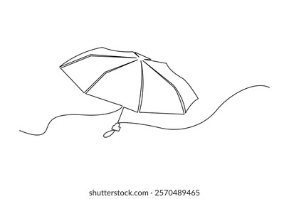 Continuous one line drawing of umbrella. One line drawing illustration of opened umbrella. Umbrella line drawing vector. Hand-drawn line icon.