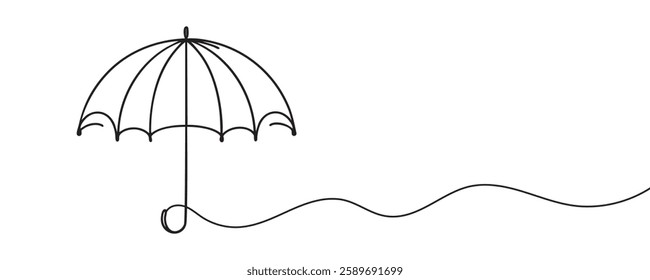 Continuous one line drawing of umbrella. One line drawing of open umbrella. vector illustration