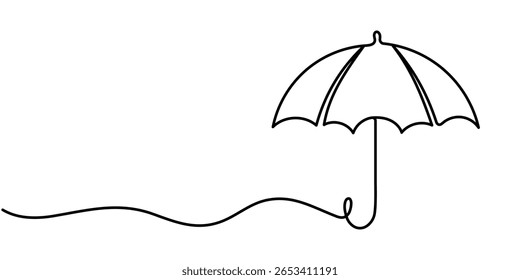 Fortlaufende einzeilige Zeichnung eines Regenschirms Bearbeitbarer Strich