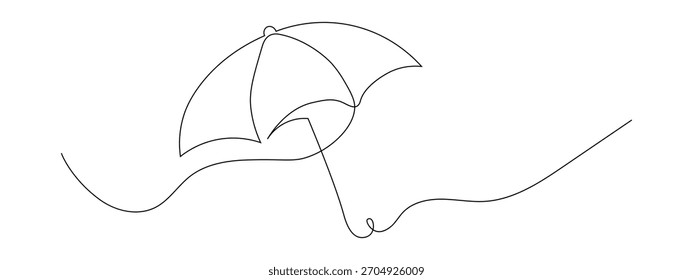 Continuous one line drawing of umbrella icon vector. calming vacation symbol. vector illustration.