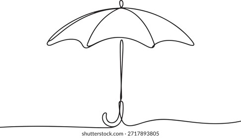Dibujo continuo de una línea de paraguas. Ilustración de dibujo de una línea de paraguas abierto. Vector de dibujo de línea de paraguas. dibujo de icono de una línea

