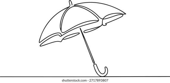 Dibujo continuo de una línea de paraguas. Ilustración de dibujo de una línea de paraguas abierto. Vector de dibujo de línea de paraguas. dibujo de icono de una línea
