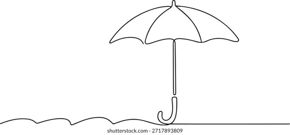 Dibujo continuo de una línea de paraguas. Ilustración de dibujo de una línea de paraguas abierto. Vector de dibujo de línea de paraguas. dibujo de icono de una línea
