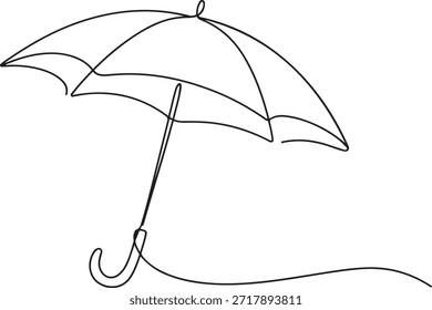 Dibujo continuo de una línea de paraguas. Ilustración de dibujo de una línea de paraguas abierto. Vector de dibujo de línea de paraguas. dibujo de icono de una línea
