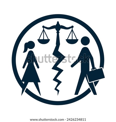 Continuous one line drawing unhappy young couple. Family conflict. Break up relationship
