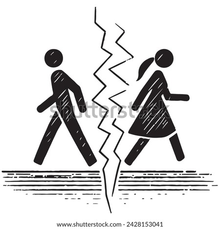 Continuous one line drawing unhappy young couple. Family conflict. Break up relationship