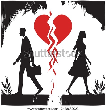 Continuous one line drawing unhappy young couple. Family conflict. Break up relationship