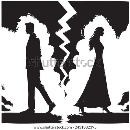 Continuous one line drawing unhappy young couple. Family conflict. Break up relationship
