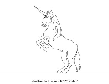 Continuous one line drawing unicorn