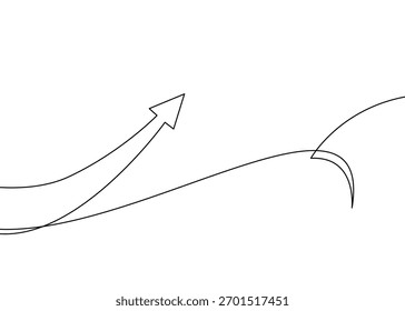 Kontinuierliche einzeilige Zeichnung eines Aufwärtspfeils. Minimalistische Vektorgrafik, die Geschäftserfolg, Fortschritt, Entwicklung und Finanzwachstum symbolisiert.