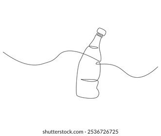 Desenho contínuo de uma linha de frasco de plástico usado. Ilustração de desenho de uma linha de garrafas plásticas amassadas. Poluição, lixo, reciclar conceito de linha única. Estrutura de tópicos editável
