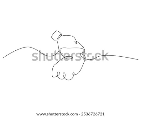 Continuous one line drawing of used plastic bottle. One line drawing illustration of crumpled plastic bottles. Pollution, trash, recycle concept single line. Editable outline
