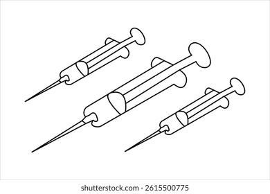 Continuous one line drawing of Vaccine and syringe outline art vector illustration