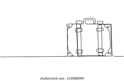 Continuous one line drawing of valise. Concept for travelling. Vector illustration