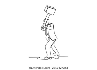 Continuous one line drawing vandalism concept. Single line draw design vector graphic illustration.