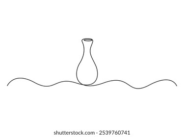Desenho contínuo de uma linha de vaso. Plano de fundo do desenho de linha única. Ilustração vetorial. Desenho linear de um vaso