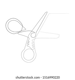 Continuous one Line Drawing of Vector scissors icon
