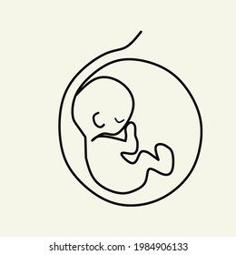 dibujo continuo de una línea de una ilustración vectorial de un bebé en el útero