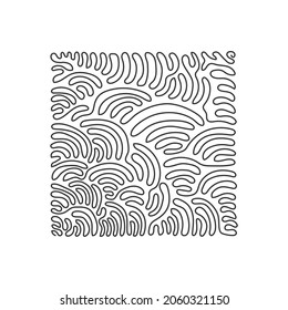 Continuous one line drawing vector hand drawn single square, blank drawing frame isolated on white background, black scribble lines. Swirl curl style. Single line draw design graphic illustration