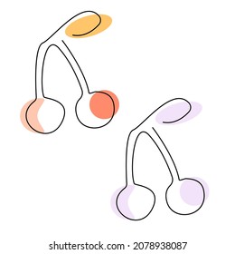 Continuous one line drawing. Vector illustration.cherry in one line