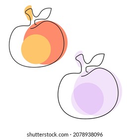 Continuous one line drawing. Vector illustration.Apple in one line.