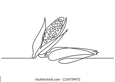 Continuous one line drawing. Vegetables two corn. Vector illustration