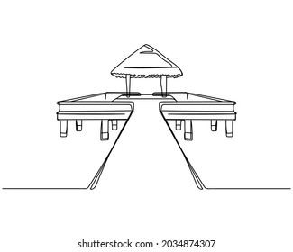 Continuous one line drawing of villas bungalows icon in silhouette on a white background. Linear stylized.