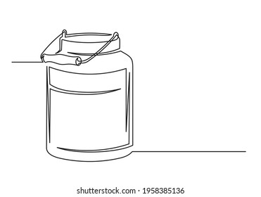 Continuous one line drawing of an vintage milk can. Farm concept. Vintage milk can isolated on a white background. Vector illustration