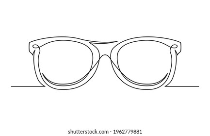 Continuous One Line Drawing Of An Vintage Glasses. Glasses Isolated On A White Background. Vector Illustration