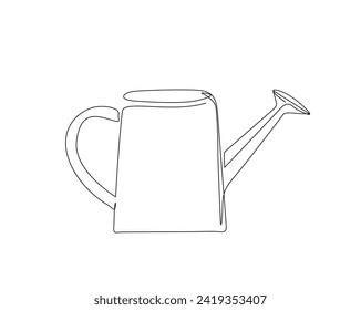 Continuous one line drawing of vintage watering can. Watering can single outline vector illustration. Editable stroke.