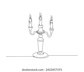 Continuous one line drawing of vintage candlestick stand. Candlestick stand single outline vector illustration. Editable stroke.