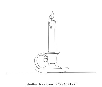 Continuous one line drawing of vintage candlestick stand. Candlestick stand single outline vector illustration. Editable stroke.