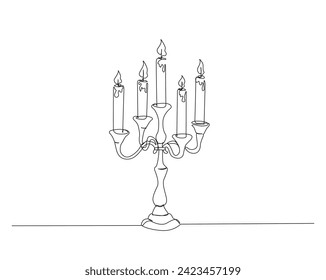 Continuous one line drawing of vintage candlestick stand. Candlestick stand single outline vector illustration. Editable stroke.