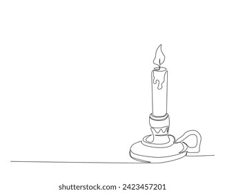 Continuous one line drawing of vintage candlestick stand. Candlestick stand single outline vector illustration. Editable stroke.