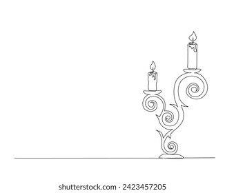 Continuous one line drawing of vintage candlestick stand. Candlestick stand single outline vector illustration. Editable stroke.