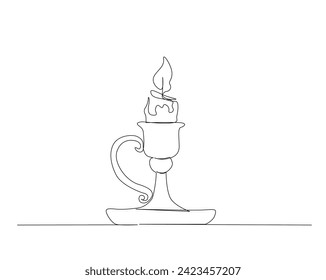 Continuous one line drawing of vintage candlestick stand. Candlestick stand single outline vector illustration. Editable stroke.