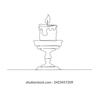 Continuous one line drawing of vintage candlestick stand. Candlestick stand single outline vector illustration. Editable stroke.