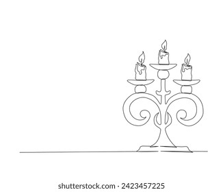 Continuous one line drawing of vintage candlestick stand. Candlestick stand single outline vector illustration. Editable stroke.