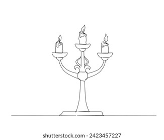 Continuous one line drawing of vintage candlestick stand. Candlestick stand single outline vector illustration. Editable stroke.