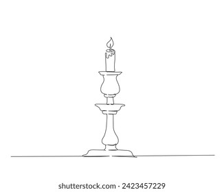 Continuous one line drawing of vintage candlestick stand. Candlestick stand single outline vector illustration. Editable stroke.